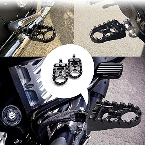 MDPROMCP CNC Motorcycle Wide Foot Pegs Aluminum 360° Roating Adjustable Suitable Compaitble with Dyna Fatboy Iron 883 Sportster 883(Black) - color: Black