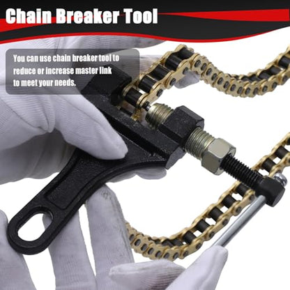 KAMIER 428 Drive Chain 116 Links Gold with Chain Breaker Tool for 110cc 125cc TTR125 YZ85 CB125 Apollo RFZ DB-X18 X19 Suzuki JR80 RM85 TaoTao Chinese Pit Dirt Bike 4 Wheeler ATV Quad Heavy Duty Parts - style: 116
