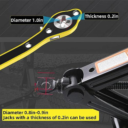 Auto Labor-Saving Jack Ratchet Wrench with Long Handle for Scissor Jack, Lug Wrench for Tire Jack, Car Jack Wrench Positive and Reversal Knob Design For Travel/Truck/SUV/Vans