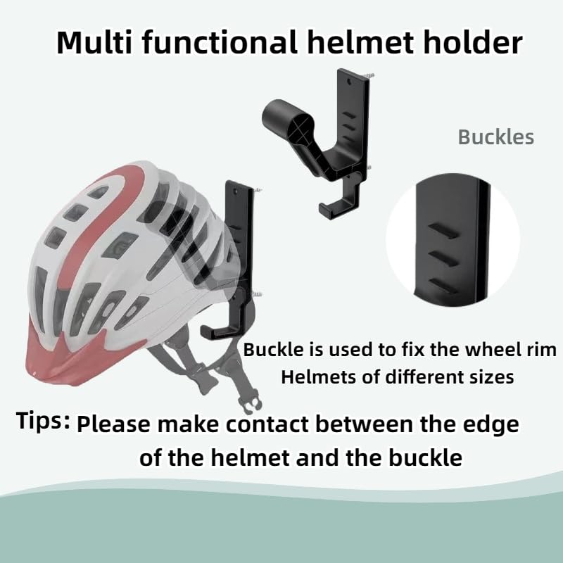 2 Pack Wall Mount Helmet Holder for Motorcycle, Bike & Football Helmets | Multi-Purpose Wall Mount Bracket for ，Coats, Bag，Headphones, Hats & Hair Accessories etc ﻿