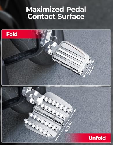 KEMIMOTO CNC Aluminum Highway Pegs with Expandable Heel Rests 1.25" Highway Short Angled Pegs Adjustable Fit for Street Glide Road King Road Glide Softail Dyna Sportster 1-1/4" Engine Guard Chrome - color: Chrome