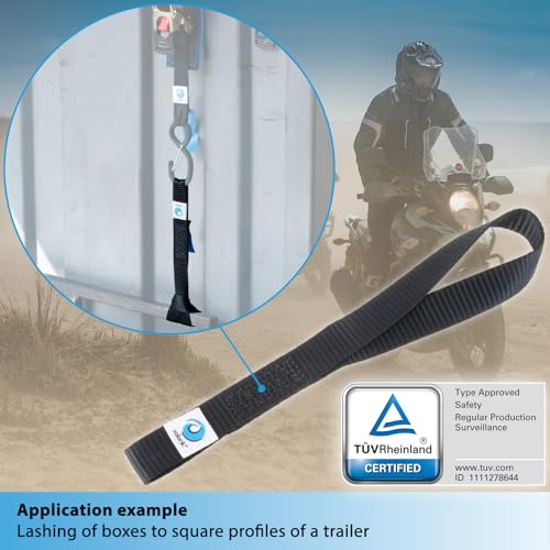 valonic Falcon - Soft Loop tie Down Straps - 4 Pack, 4400lbs, 1" x 12", Double Stitched, Black - for Motorcycle Handlebar - size: 1 ft