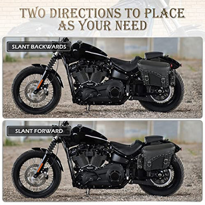 NICECNC Motorcycle Saddle Bags, PU leather Saddlebags, Reinforced Straps & Saddle Piece with Cup Holder, Throw Over Saddle Bag Side Bags Universal Accessories bags, Black - size: 25L-Black