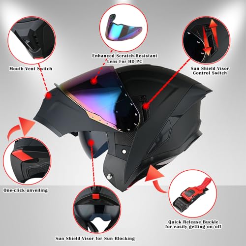 1Storm Motorcycle Street Bike Modular/Flip up Dual Visor Sun Shield Full Face Helmet + One Extra Clear Shield: KT928 - color: Z Bluetooth Glossy Pink