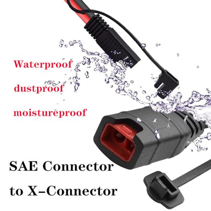 SAE Connector Compatible with NOCO Genius Smart Battery Charger GC004 X-Connect 12inch-16AWG,SAE Extension Cord Cable, 3 * 20A Fused Waterproof Plugs