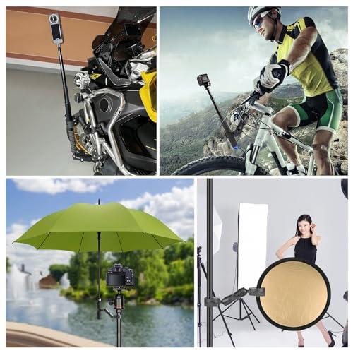 Double Mount Clamp for Action Camera, PULUZ Super Clamp Adapter Double Head Multifunction Holder for Motorcycle, Photography Light Fixture Bracket,Umbrella,Selfie Stick,Reflector - style: Double Mount Clamp