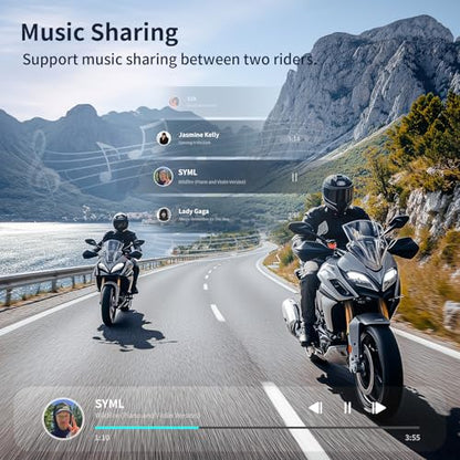 Fodsports T1 PRO Motorcycle Intercom V5.4 with Music Sharing, One-Click Switching for 4 Functional Modes, 6-Way Motorcycle Helmet Headset, FM/5 Stickers/Noise Cancellation/Stereo Music, 2 Pack - size: T1 PRO 2 Pack