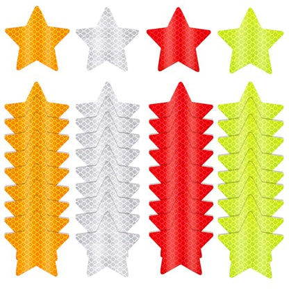Ymapinc 40Pcs Star Shape Reflective Stickers, Warning Safety Reflector Stickers for Kids, Waterproof Safety Helmet Stickers for Vehicles, Bicycles, Motorcyclesc and Construction Workers