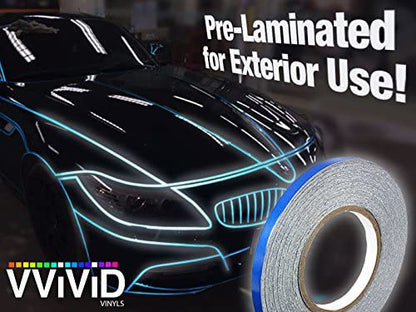 VViViD Reflective Fine Line Detail Tape Stripe 1cm x 3m Prelaminated for Interior/Exterior Use (Blue) - color: Blue