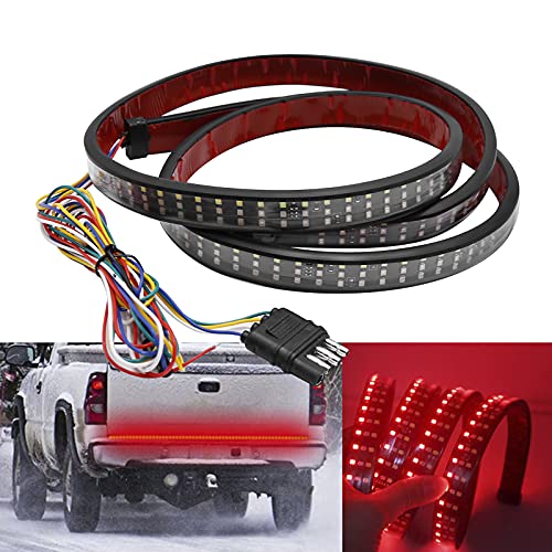 Saihisday 60 Inch Truck Tailgate Light Bar, 3-Row 432 LED Tailgate Strip Light Bar with Connector Wire, Red Brake Running White Reverse Amber Turn Signal Lamp for Trucks Pickups SUVs RVs Trailers - size: 60Inch