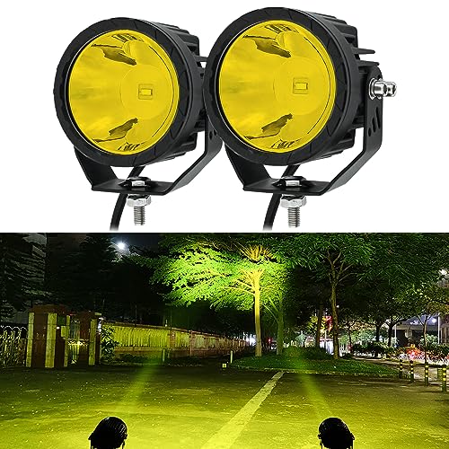 STDYSUN Round LED Yellow Offroad Driving Fog Pod Lights 2Pcs 3.5Inch Spot Beam Motorcycle Fog Lights Work Auxiliary Lights Ditch Bumper Lights Bicycle lights fit for Bicycle Truck ATV UTV Motorcycle - size: Round Yellow Spot