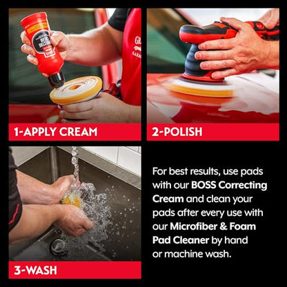 Griot's Garage Orange Foam Correcting Pads for Car Polishing and Detailing, Removes Light to Moderate Paint Defects, Durable, Machine-Washable, 12211, 6.5", Set of 6 - size: 6.5" Pads (Set of 6)