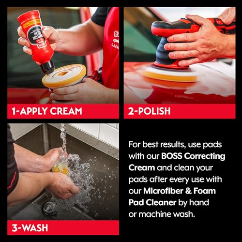 Griot's Garage Orange Foam Correcting Pads for Car Polishing and Detailing, Removes Light to Moderate Paint Defects, Durable, Machine-Washable, 12211, 6.5", Set of 6 - size: 6.5" Pads (Set of 6)
