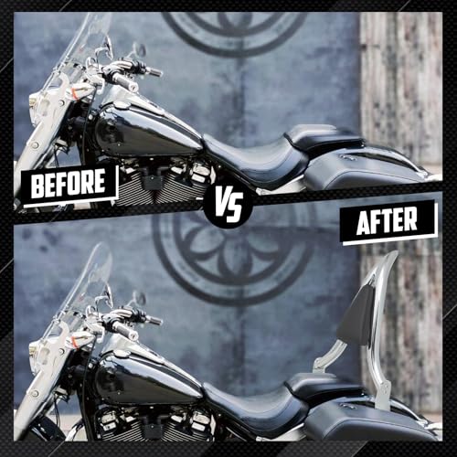 Detachable Sissy Bar 22" Passenger Backrest Pad Fit For Harley Softail Fat Boy FLFBS 2018-2023 Breakout FXSB 2013-2023 (Chrome)