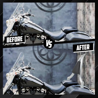 Detachable Sissy Bar 22" Passenger Backrest Pad Fit For Harley Softail Fat Boy FLFBS 2018-2023 Breakout FXSB 2013-2023 (Chrome)