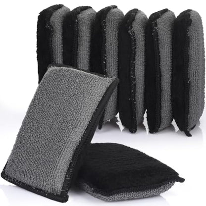 Mudder 8 Pcs Car Interior Scrubbing Sponge 5'' x 3'' Fiber Car Wax Applicator pad Household Cleaning Sponges for Leather Car Seat Couch Cleaning (Gray Black) - color: Gray Black