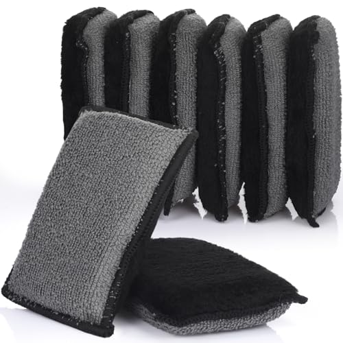 Mudder 8 Pcs Car Interior Scrubbing Sponge 5'' x 3'' Fiber Car Wax Applicator pad Household Cleaning Sponges for Leather Car Seat Couch Cleaning (Gray Black) - color: Gray Black