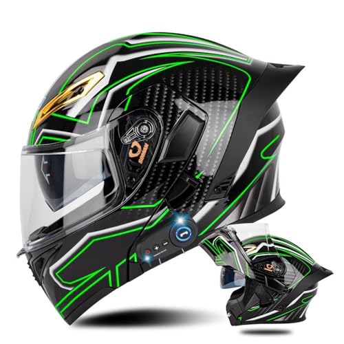 Bluetooth Modular Motorcycle Helmet with Tail DOT/ECE Approved Flip Up Front Helmets Dual Anti-Fog Visors Full Face Helmet Built-in Mp3 Integrated for Adults Men Women 55-64CM (Small, A) - color: A, size: Small