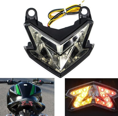 MZS Motorcycle Tail Light, LED Turn Signal Blinker Integrated Smoke Compatible with ZX6R ZX-6R 2013-2018 / Z125 Pro 2017-2024 / Z800 2013-2017 - size: ZX6R/Z125 Pro/Z800