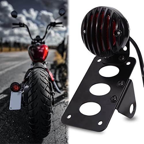 Rich Choices Motorcycle Tail Lights with Side License Plate Bracket Brake Lights Integrated Stop Light Waterproof Aluminum Universal 12V for Sportster 883 1200 Cruiser Bobber Chopper(Black#2) - color: Black#2