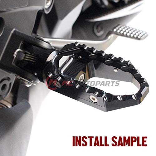 MC MOTOPARTS Black Front Wide CNC Touring Foot Pegs Compatible with MT-07 MT-09 13-18 YZF R3 15-18 MT-10 16-19 2020 2021 - color: Black, size: No Extension