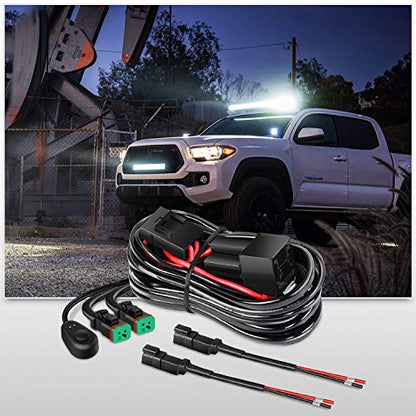 Nilight - 10036W 14AWG 11.5 Feet DT Connector Wiring Harness Kit LED Light Bar 12V On Off Switch Power Relay Blade Fuse for Off Road Lights LED Work Light-2 Leads - size: 14AWG Wiring Harness-2 Leads