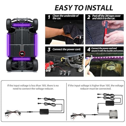 4PCS Golf Cart Underglow LED Light Strip Kit,12-80V,IP65 Waterproof Neon Accent Lighting Kits, Golf Cart Canopy Lights,Glow Neon Underbody Lighting with APP and Remote Control