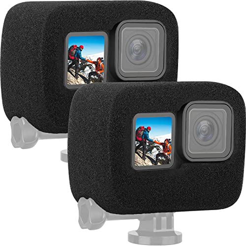2Pack Windslayer Cover Compatible with Gopro Hero 10 Hero 9 Hero 11 Windscreen Wind Muff Foam Housing Frame Case for Noise Reduction,Sponge Video Muffler Windproof Case Accessories for Audio Recording - color: black