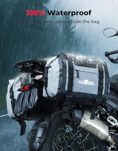 KEMIMOTO PVC Waterproof Motorcycle Saddlebags 50L(25Lx2) Adventure Dual Sport Bike Luggage Bag Saddle Bags Side Bags for Motorbike Travel Motorcycle Bags