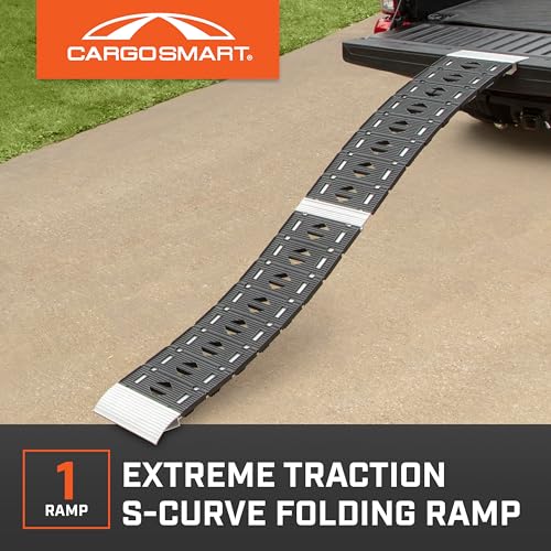 CARGOSMART 3086, Hybrid S-Curve Centerfold Ramp, For Use Easily And Safely Loading & Unloading Lawn Equipment, Motorcycles, ATVs, 750 Lb Per Ramp Capacity, Black, 1-Pack - style: 1 Folding S-Curve Ramp
