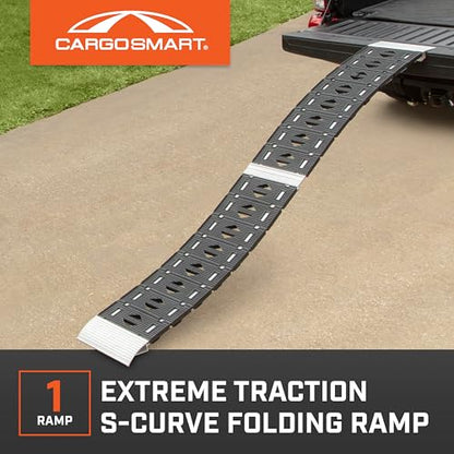 CARGOSMART 3086, Hybrid S-Curve Centerfold Ramp, For Use Easily And Safely Loading & Unloading Lawn Equipment, Motorcycles, ATVs, 750 Lb Per Ramp Capacity, Black, 1-Pack - style: 1 Folding S-Curve Ramp