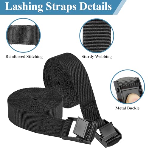 PEASUG Tie Down Straps, 4 Pcs Lashing Small Ratchet Straps with Buckles, 1" x 11.5' Adjustable Simple Cinch Cam Pull Suitable for Trucks, Cargo, Luggage Black - color: Black, size: 1" x 11.5'