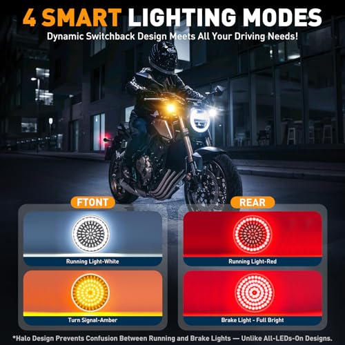 Wisamic 1157 LED Turn Signals Front Rear 81 LED Lights Super Bright 1157 Bulbs Lens Kit - Compatible for Harley Davidson Touring Dyna Softail Sportster Street Glide Road Glide Iron 883 1200 1986-2024
