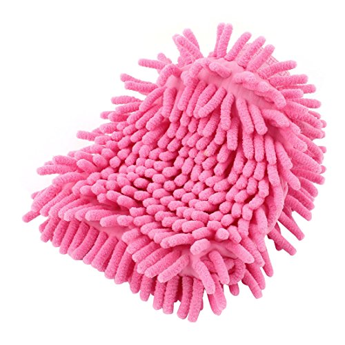 uxcell Car Cleaning Washing Microfiber Mitten Glove Pink