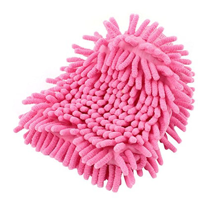 uxcell Car Cleaning Washing Microfiber Mitten Glove Pink