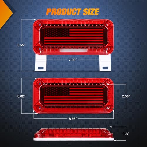 Nilight RV Tail Light 2PCS 72 LED Red Running Stop Brake Turn Signals White License Plate Lights Surface Mount Waterproof Taillights for Caravan Camper Van - color: RV Tail Light 72LED 2PCS