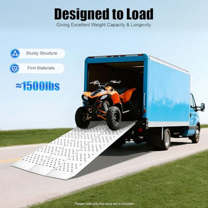 77" Aluminum Loading Ramps for Pickup Trucks, Heavy Duty Folding Loading Ramps Foldable Loading Ramps for Pickup Trucks 1500lb Capacity for ATV UTV Motorcycle Lawn Mower & Dirt Bike