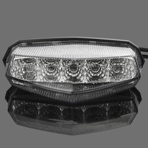 Astra Depot 1x Universal Clear Lens 10 Red LED Brake Stop Running Rear Tail Light For Motorcycle Standard Sport ATV Quad Dirt Bike