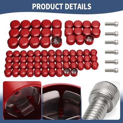Motorcycle Bolt Covers Engine Bolt Toppers Caps Kit Fit for Harley 2007-2016 Touring Road Glide Street Glide Road King Electra Glide FLT FLH (Red) - color: Red