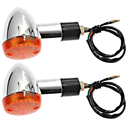 Saihisday Motorcycle Turn Signal Lights Chrome Bullet 12V Universal Motorcycle Front Rear Blinker Indicator Replacement for Honda Yamaha Suzuki Harley(Amber)