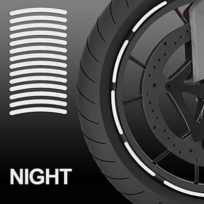 14pcs High Visibility Warning Reflective Stripes Rim Stickers Bike Bicycle Kit Decals Black Reflector Highly Night Safety Sign Visibility Universal Self - Adhesive D 54