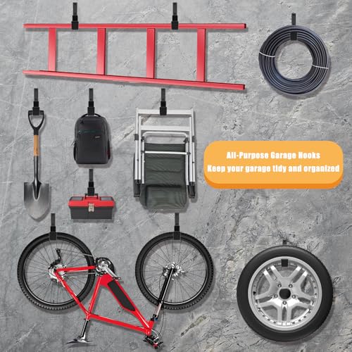 Heavy Duty Utility Hooks - Wall Mount, Hose Holder, Bike & Ladder Hooks, Chainsaw & Leaf Blower Hanger - 8 Small - size: 8 S