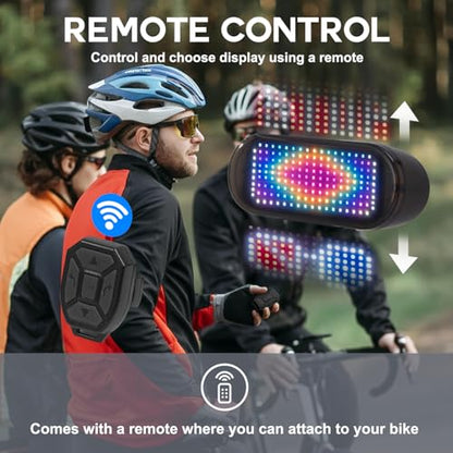 Bike Helmet Light - Smart Helmet Accessories for Motorcycle, Scooter, Ebike, Snowmobile - Safety Warning LED Screen with Remote Control, Panel with Turn Signal for Commuting & Night Riding Use