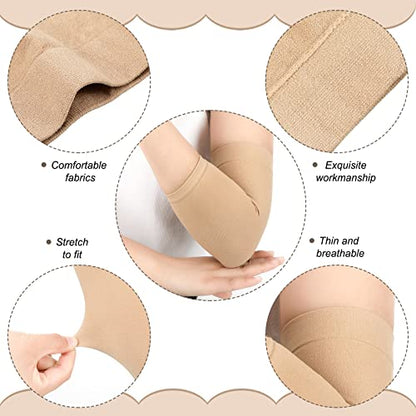 Vicenpal 2 Pairs Tattoo Cover up Sleeve Forearm Arm Sleeves for Women Men Compression Tattoo Upper Arm Cover(Black, Nude) - color: Black, Nude