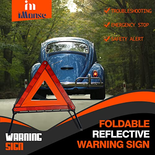 Warning Safety Triangle Kit, Emergency Roadside Warning Reflective Triangle 3 Packs with 2 LED Road Flare Light, Foldable with Storage Case for Roadside Breakdowns Emergenc - size: 3 Packs with 2 LED