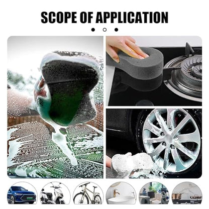 UGSHY 5 PCS Car Wash Sponge for Cleaning, 8.6In x 4.3In x 1.7In Vehicle Compressed Scrubber Kit, Universal Automotive Easy Grip Sponges for Motorcycle Bike Truck SUV Kitchen Dishes Bathroom (Black)