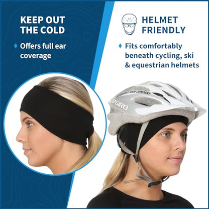 TrailHeads Womens Ponytail Headband - Moisture Wicking Hair Headband for Running, Winter, Workout - Athletic Headband Women - color: black
