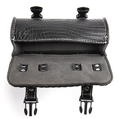 Universal Motorcycle Handlebar Bag Quick Release Crocodile PU Leather Waterproof Tool Bag with 2 Fixing Straps - color: Black 3