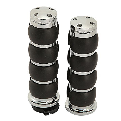 INNOGLOW Motorcycle Handlebar Grips 1 Pairs Hand Grips - color: Chrome Black-A