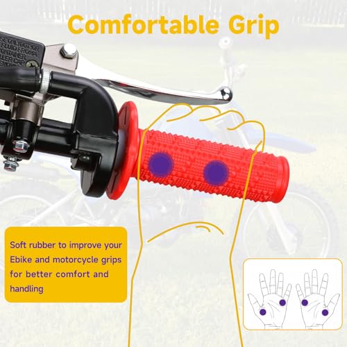 HIAORS 7/8 Handlebar Grips Compatible with 50cc 70cc 125cc 150cc TTR90 TTR110 TTR125 PW80 CRF50 XR50 CRF70 CRF125 KLX250 SSR125 TaoTao Apollo Pit Dirt Bikes Yozma In10 E Bike Motorcycles Parts Red - color: red